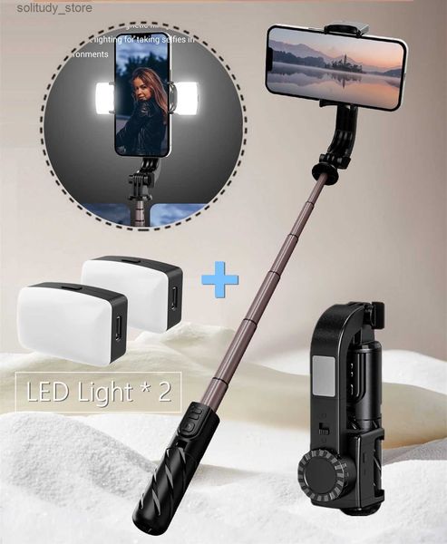 Stabilizzatori Controllo wireless Stabilizzatore articolare universale video anti-vibrazione a 1 asse per smartphone stabilizzatore mobile selfie stick treppiede con luce di riempimento Q240319