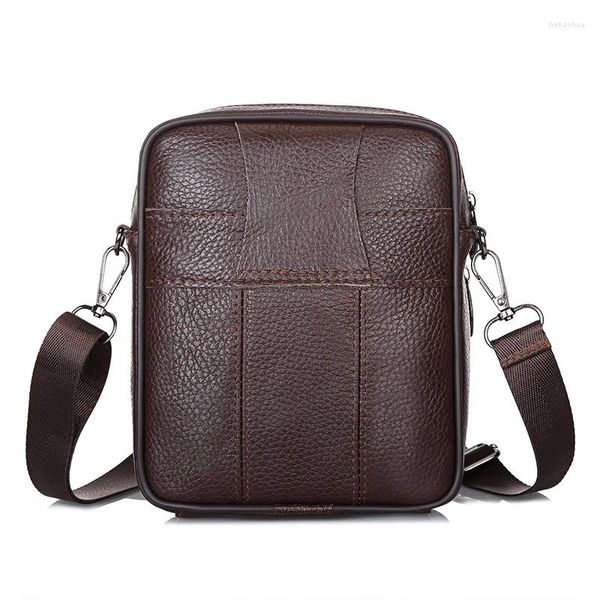 Bolsa de couro masculina de grão integral bolsa de ombro-casual cinto de corrida celular b