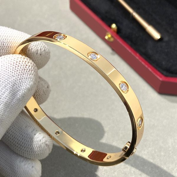 Con braccialetto a cacciavite Bracciale a vite Designer Donna Uomo Gioielli Argento rosa Acciaio al titanio Placcato oro 18 carati Braccialetti con diamanti bianchi Colore non sbiadito di alta qualità