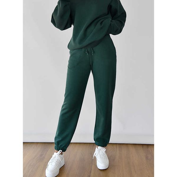 Atacado grosso roupas femininas impressão oversized crewneck treino feminino moletom de algodão pesado e calças joggers