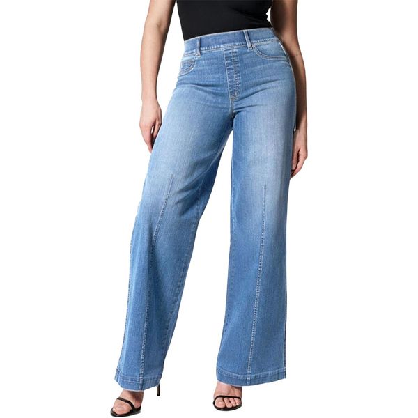 Jeans dritti bootcut da donna Pantaloni larghi in denim con vestibilità comoda e gamba larga Pantaloni fluidi elastici a vita media Jeans lavati casual