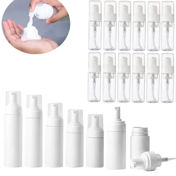 Bottiglie di stoccaggio 6 pezzi portatili 30/50/60/80/100/150/200ml pompa in schiuma di plastica riutilizzabile bottiglia di schiuma da viaggio contenitori per shampoo per lozione