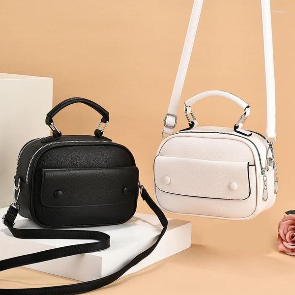 Cordão 2024 feminino bolsa de ombro couro do plutônio preto branco cor bolsas e bolsa feminina cruz vintage alça curta