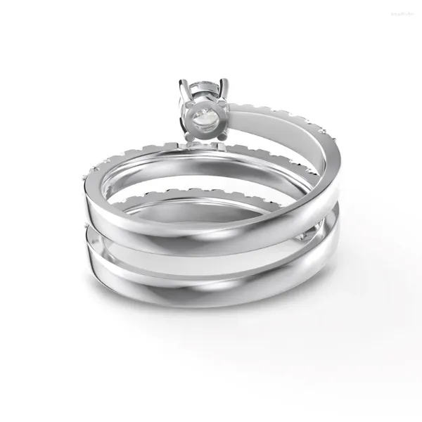 Cluster-Ringe S925 Sterling Silber Ring eingelegt mit Zirkon Schlangenförmiger mehrschichtiger Spiralwickel-Design-Schmuck