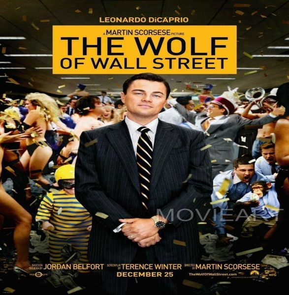 Lupo di Wall Street Nero Bianco Classico Film Art Gifts Poster con stampa in seta 6662279301