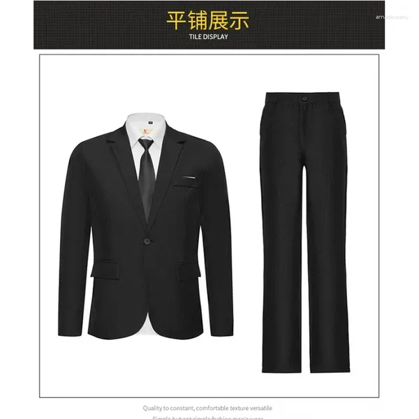 Erkekler takım elbise seti 2024 Kore sürümü Slim fit Business Casual İki Parçalı Damadın Profesyonel Resmi Kıyafetleri