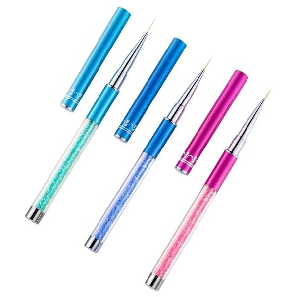 1Pc Strass Griff Nail art Acryl UV Gel Verlängerung Pinsel Grids Blume DIY Design Zeichnung Liner Stift Maniküre Werkzeug