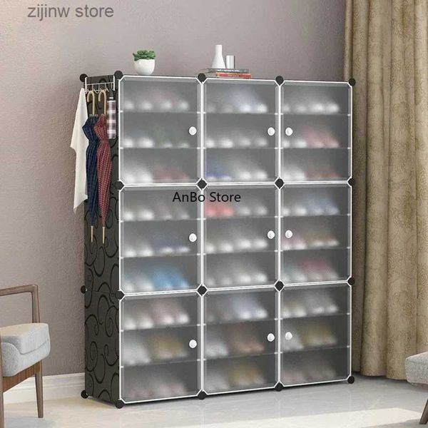 Suportes de armazenamento Racks Multi cubo armário de sapato de plástico economiza espaço organizador destacável sapato de armazenamento DIY sapato rack mantém o quarto arrumado Y240319