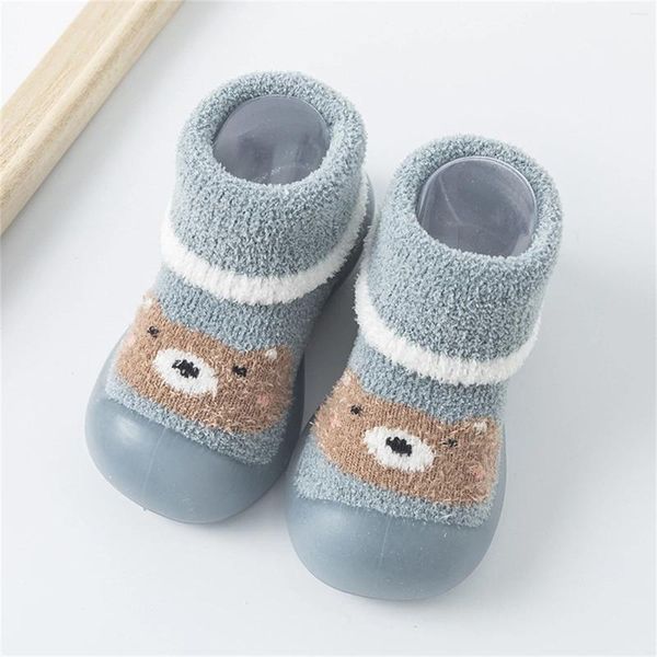 First Walkers Kleinkindschuhe Größe 6 Mädchen Säugling Jungen Tier Cartoon Socken Fleece WarmDer Boden Rutschfest Baby