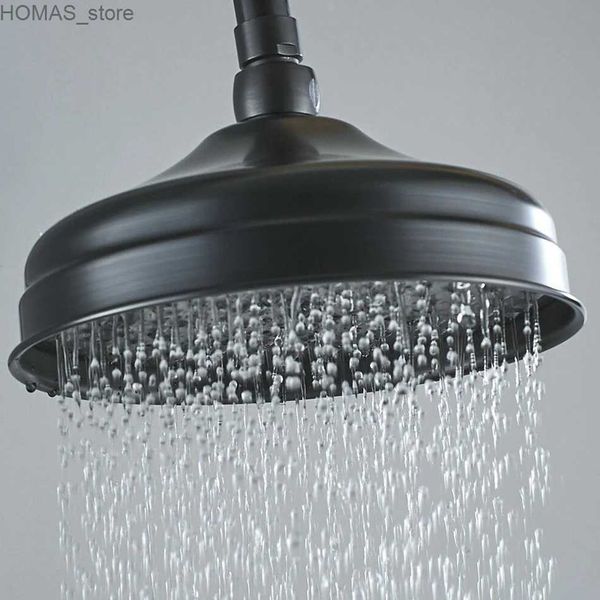 Soffioni doccia per bagno Soffione doccia per bagno circolare in ottone da 8 pollici in gomma nera con acqua piovana Y240319