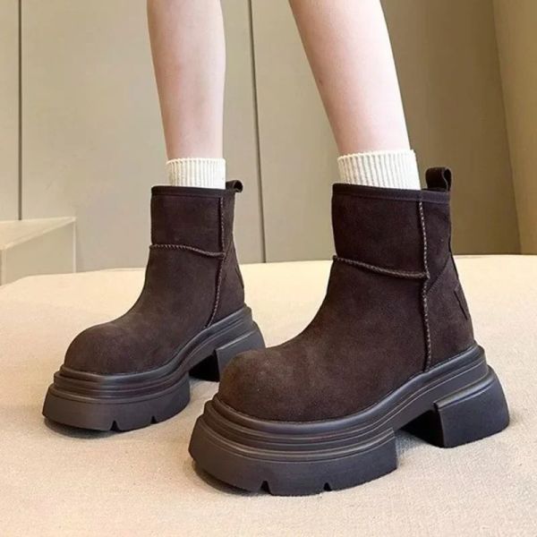 Boots High Platform Flats Women Women Tornozelo Botas de Neve Botas de Inverno Chelsea Botas 2024 DSesigner Chunky Walking Punk Shoes New Mujer Botas