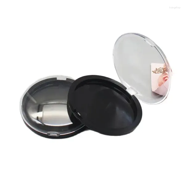 Garrafas de armazenamento 20pcs 82mm Clear Round Eyeshadow Compact Box Black Bottom Maquiagem Pó Prego Recipiente Plástico Vazio Blush Lipthick Case