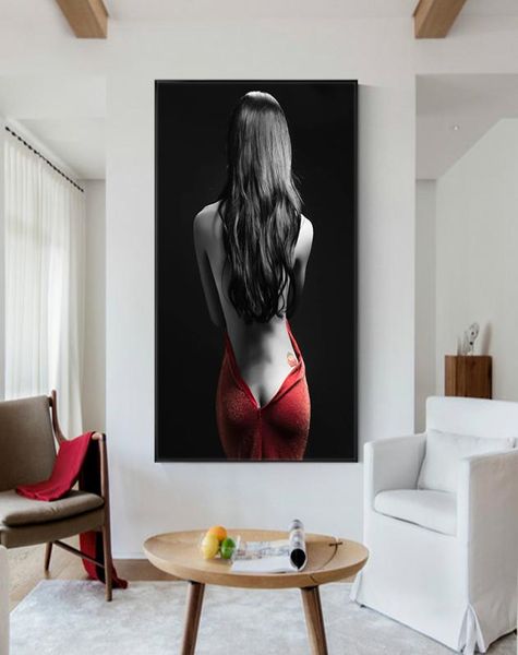Moderne donne mezze nude Poster e stampe Wall Art Canvas Painting Immagini nude sexy per soggiorno Home Decor No Frame6103872