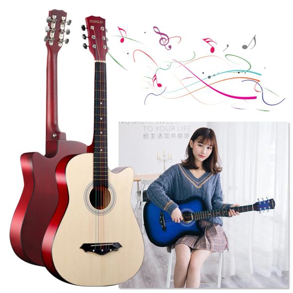 Guitarra 38 Polegada guitarra acústica com kit inicial saco de guitarra instrumento musical para crianças/meninos/meninas/adolescentes/iniciantes