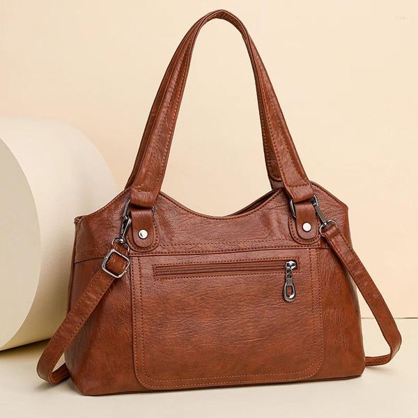 Totes Marke Mode Einfarbig Casual Frauen Schulter Taschen Handtasche Hohe Qualität PU Leder Weibliche Große Einkaufstasche Damen Hand sac