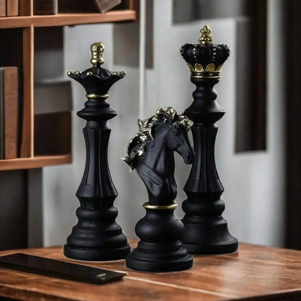 Vilead peças de xadrez estatuetas para o interior da rainha gambit decoração escritório sala estar casa decoração moderna xadrez presentes 240311