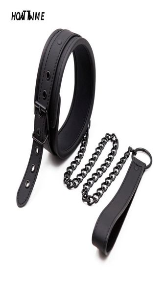 2019New SM Leder Neopren Zurückhaltung Kragen Paar Erwachsene Sex Spielzeug Schwamm Bondage Kragen Halskette Fetisch Cosplay ZEIT T200419283402