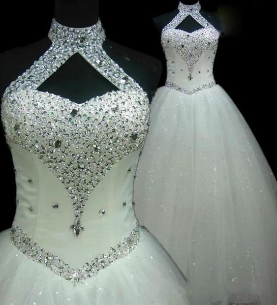 Praia halter sexy beading uma linha tule vestidos de casamento tamanhos grandes longos vestidos de convidados de casamento vestido de dama de honra 2019 imagem real4957269