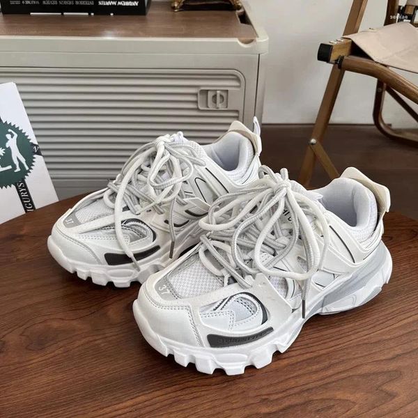 Casual Schuhe Weiblich Männlich Papa 2024 Erwachsene Plattform Trainer Stilvolle Chunky Turnschuhe Für Frauen Männer Weiß Sport Dicke Sohle Schuhe