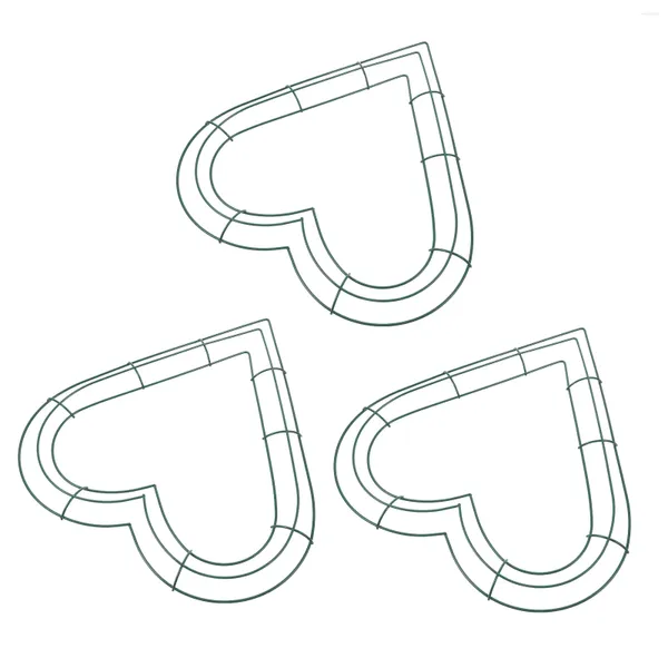 Dekorative Blumen, 3 Stück, DIY-Kranzform, Eisenstütze, Lametta-Herstellungswerkzeug, herzförmiges Gestell, Girlandenrahmen, Hochzeit, Metall-Blumenzubehör