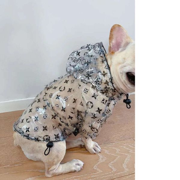 Designer impressão transparente cão pu impermeável animal de estimação clássico quatro universal dois pés ajustável corgi fadou teddy capa de chuva jaqueta chuvosa