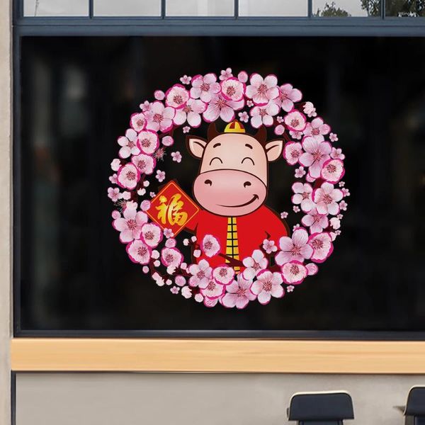Duvar çıkartmaları yıl çıkartması Çin şenlikli pencere dekorasyonu ev 2024 için dekal cam