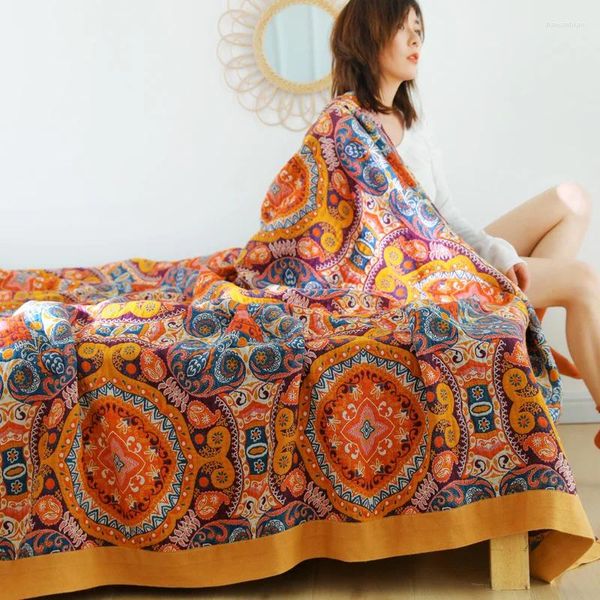 Одеяла в скандинавском стиле из чистого хлопка с геометрическим рисунком вязаное одеяло для отдыха супер мягкие коврики для дивана и стула дышащее одеяло с кондиционером