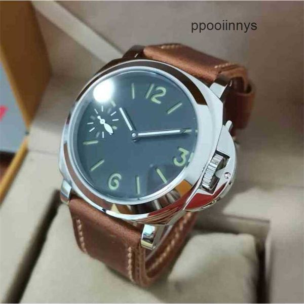 Orologi da uomo automatici Paneraiss Orologio da uomo Paneraiss Serie LUMINOR Cassa manuale Orologio meccanico da uomo Quadrante nero sabbia Numero verde Movimento St3600