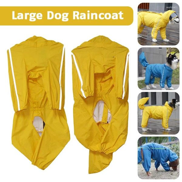 Hundebekleidung Haustier-Regenmantel mit Kapuze, verstellbarer wasserdichter Poncho, große All-Inclusive-Regenjacke für mittelgroße Hunde