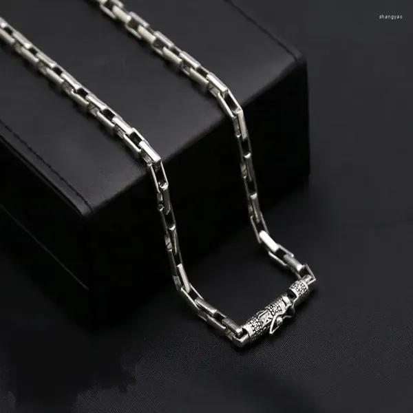 Цепочки S925 из чистого серебра для мужчин Big Ming CurseVintage Box Chain Модные ювелирные аксессуары