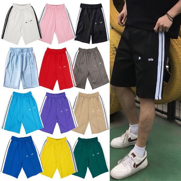 Novo Pa Angel mens moda curta Womens Casual Sports Shorts para homens Light Blue Side White Stripe calças 21 estilos calça solta CSD2403195-12