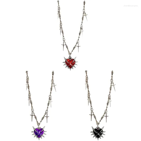Halsketten mit Anhänger: Elegante Dornen-Herz-Kragen-Halskette, einzigartige geknotete Halskette mit Charme für Fashionistas