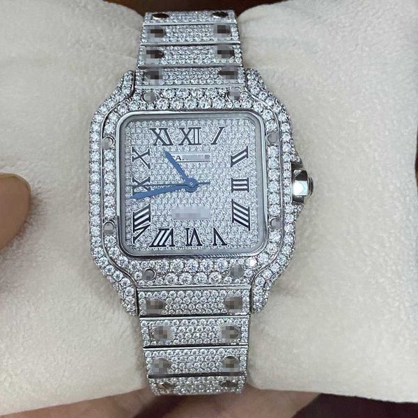Luxus Uhren Uhren für Herren mechanisch machen CRT China Bewegung Stainlwatchess Stahl Full Ice Out Moissanite Top Brand Swiss Designer Armbandwatchwatch
