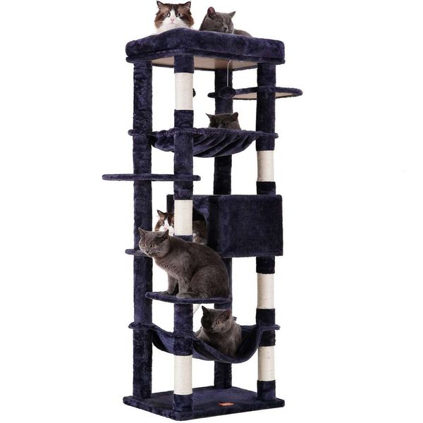 Heybly Tree Large 20 Lbs Heavy Duty, 69 pollici XXL Tower Cats Indoor, mobili per gatti multi-livello Condo per gatti con grande trespolo in peluche imbottito, cestino accogliente HCT031G