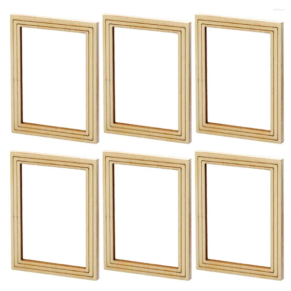 Rahmen 6 Stück DIY Plain Blank PO Rahmen Holzbild für Handwerk Modell Miniaturhaus Kit Mikroszene