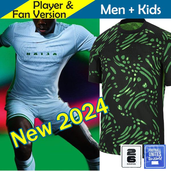 Nigerias Soccer Jersey 2024 Novo 2025 Equipe 24 25 Camisa de Futebol Kid Kit Conjunto Completo Home Away Men Uniforme Verde 2026 Copa do Mundo Rainforest NDIDI T.Moffi LOOKMAN