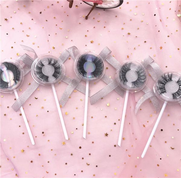 5D Lollipop Mink Lashes Dramatik 27mm Kirpikler Satan Eşsiz Paketleme Özel Etiketi 5D Lollipop Mink Lashes7145183