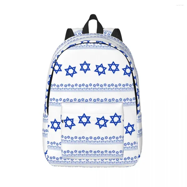 Mochila escolar estudante israel bandeira estrelas padrão ombro bolsa para laptop escola