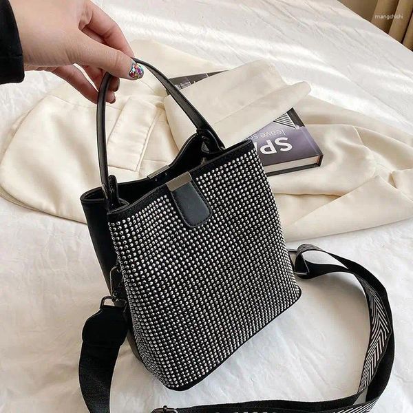 Totes diamante balde saco feminino moda artesanal strass ombro diagonal designer de luxo bolsa alça larga