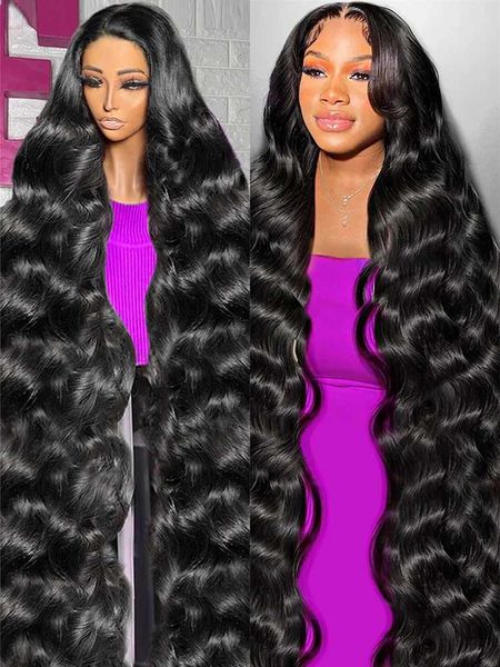 Perucas sintéticas Perucas sintéticas 40 46 polegadas 13x6 HD Transparente Body Wave Lace Front Wig Brasileiro Water Wave Wear Go Glueless 5x5 Lace Encerramento Peruca para mulheres 250% 240327