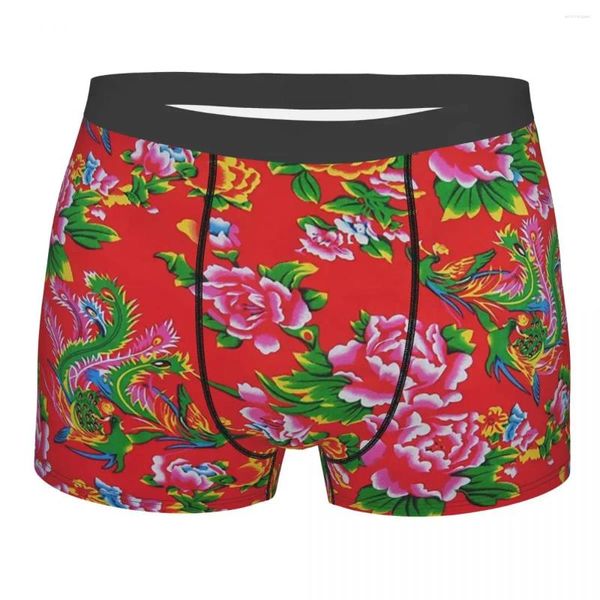 Unterhosen Chinesischer Stil Northeast Big Flowers Männer Boxershorts Hoch atmungsaktive Top-Qualität Druckshorts Geburtstagsgeschenke