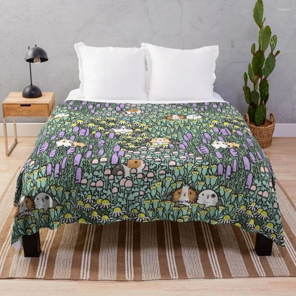 Coperte con motivo porcellini d'India ed erbe da giardino, coperta per pisolino, decorativa, ponderata