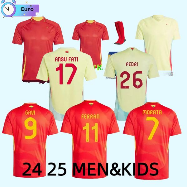 2024 2025 Jersey de futebol da camisa espanhola Jersey Nacional uniforme 23 24 Ferran Canales Ansu Fati Koke Asnsio Asla Pedri Morata Morata Kit de futebol masculino