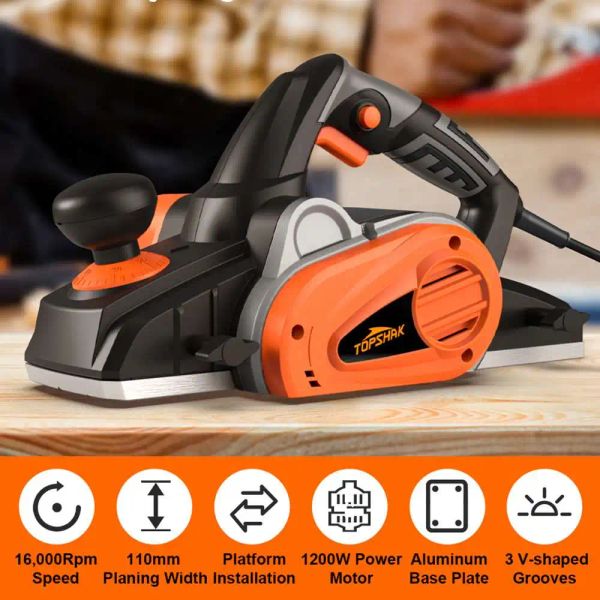 Falegnami 1200W 10A Pialla elettrica ricaricabile a mano 43/8 pollici Cordless Palmare Macchina da taglio per la lavorazione del legno per Makitas 18V Batteria