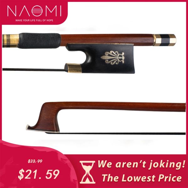 Гитара NAOMI, усовершенствованный смычок для скрипки, 4/4, смычок для скрипки, IPE, деревянная круглая палочка, черная лягушка с инкрустацией в виде павлина, хорошо сбалансированный