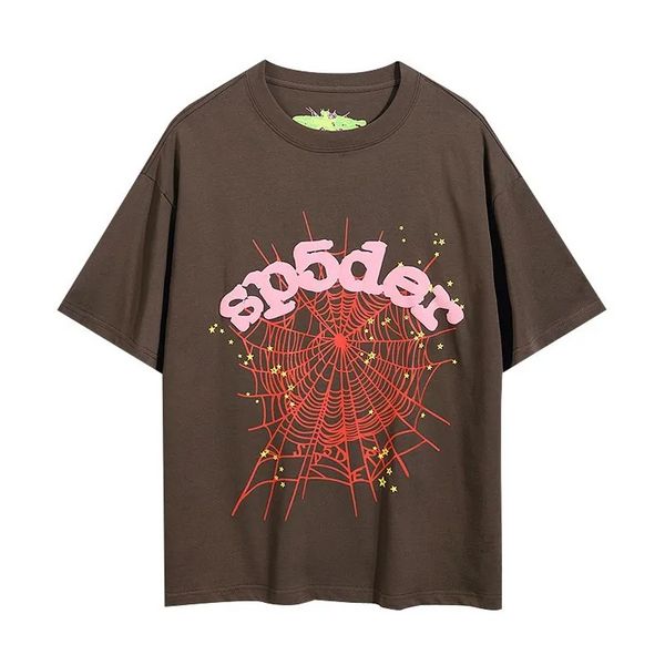 Novo designer masculino camiseta poloshirt camisa sp5der aranha 55555 camiseta feminina moda streetwear padrão de malha verão roupas esportivas designer topo europeu S-3XL marcas