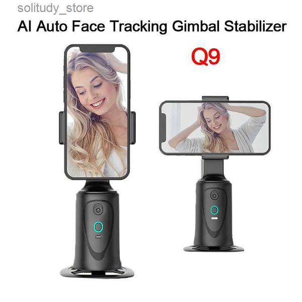 Stabilizzatori Q9 AI tracciamento facciale automatico staffa stabilizzatrice articolare rotante universale treppiede selfie stick a 360 gradi per video Vlog in tempo reale Q240320