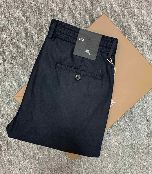 B Pantaloni da uomo Designer di lusso Pantaloni casual da lavoro Tessuto di lino con tinta unita 1: 1 Tessuto personalizzato Nero blu kaki Abbigliamento Taglia all'ingrosso dalla 29 alla 42