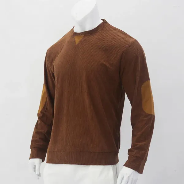 Felpe con cappuccio da uomo Autunno Inverno Top manica lunga girocollo bottoni pullover morbidi vintage T-shirt a righe casual felpa quotidiana