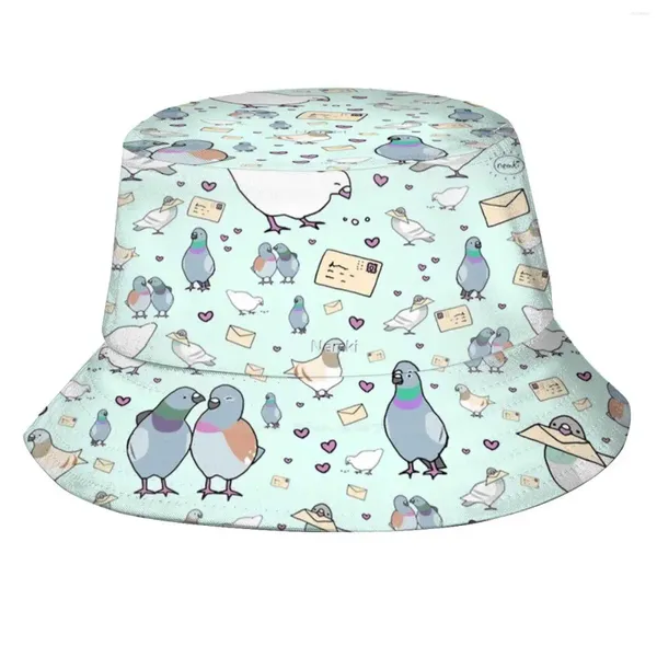Berets pombos unissex moda feminina respirável balde chapéus mensageiro pombo bonito pidgeons pássaros letras de amor bonito